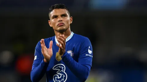 LONDON, ENGLAND - SEPTEMBER 14: Thiago Silva of Chelsea applauds the fans following the UEFA Champions League group E match between Chelsea FC and FC Salzburg at Stamford Bridge on September 14, 2022 in London, England. (Photo by Mike Hewitt/Getty Images)
