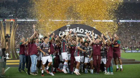 Fluminense comemora a conquista do campeonato durante partida contra o Boca Juniors no estadio Maracana pelo campeonato Libertadores 2023. Foto: Liamara Polli/AGIF