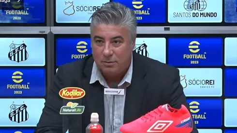 Alexandre Gallo coordenador técnico do Santos durante coletiva. Foto: Reprodução/SantosTV