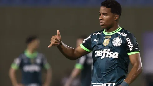 Endrick jogador do Palmeiras durante partida contra o Internacional no estadio Arena Barueri pelo campeonato Brasileiro A 2023. Foto: Marcello Zambrana/AGIF