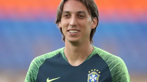 Pedro Geromel, zagueiro do Grêmio, treinando na Seleção Brasileira – Foto: Lucas Figueiredo/CBF