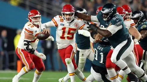 Mahomes durante o Super Bowl 57 contra o Eagles