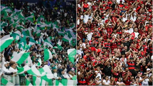 Torcida do Palmeiras e do Flamengo. Ricardo Moreira/Getty Images; Kely Pereira/AGIF