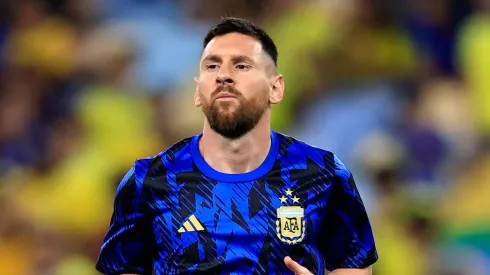 Lionel Messi jogador da Argentina durante aquecimento antes da partida contra o Brasil