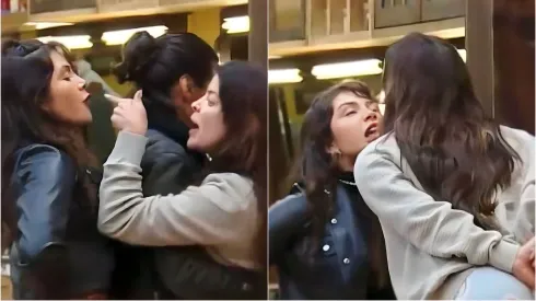 Nadja e Jaquelline brigando. Fotos: Reprodução/Record