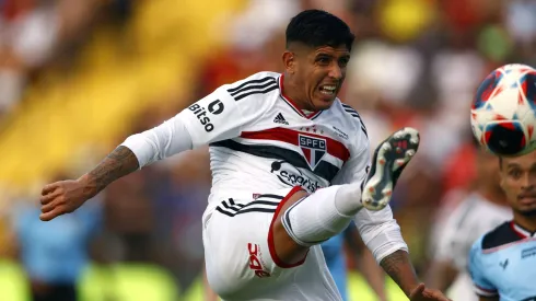 Alan Franco jogador do Sao Paulo durante partida contra o Botafogo-SP no estadio Santa Cruz pelo campeonato Paulista 2023. Foto: Thiago Calil/AGIF