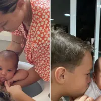 Carol Dantas, a mãe do primeiro filho de Neymar, surge com a pequena Mavie