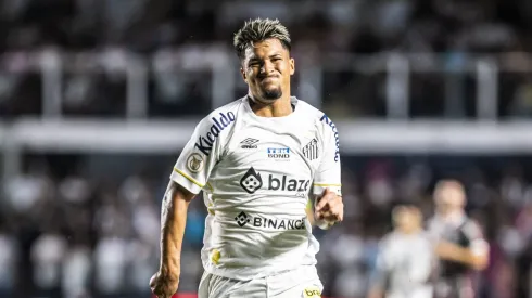 Marcos Leonardo jogador do Santos durante partida contra o Fluminense no estadio Vila Belmiro pelo campeonato Brasileiro A 2023. Foto: Abner Dourado/AGIF