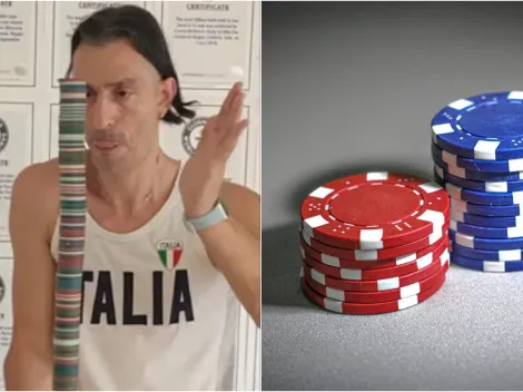 Italiano entra para o livro dos recordes ao empilhar fichas de poker