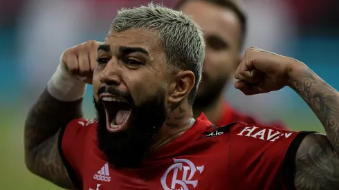 Gabigol jogador do Flamengo comemora seu gol durante partida contra o Fluminense no estadio Maracana pelo campeonato Carioca 2021. Thiago Ribeiro/AGIF