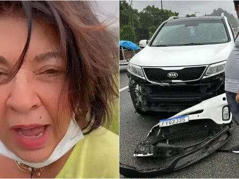 Roberta Miranda sofre acidente de trânsito e parte do seu corpo colide no volante