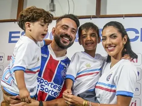 Família de Everton Ribeiro não esquece: Filho de Miteiro ‘apronta’ na apresentação do Bahia e lembra do Flamengo