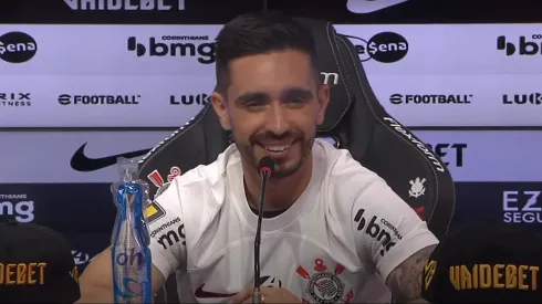 Igor Coronado 'entregou' amigo que está louco para vir ao Corinthians – Foto: Reprodução/Corinthians TV