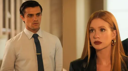 Heitor (à esquerda) sai de casa após Preciosa (à direita) ser chantageada. Reprodução/TV Globo