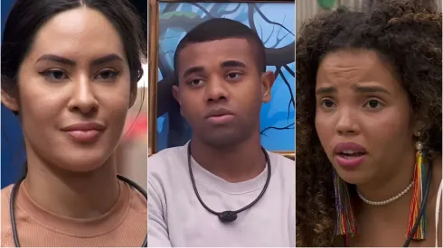 Isabelle, Davi e Pitel no BBB 24 - Fotos: Reprodução/Rede Globo.