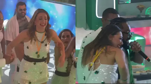 Beatriz se empolga durante show de Xande de Pilares no BBB 24 - Fotos: Reprodução/Globo