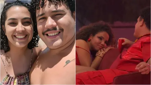 Camila Moura e Lucas Henrique, do BBB 24. Foto 1: Reprodução/Instagram oficial de Camila Moura; Foto 2: Reprodução/Globo
