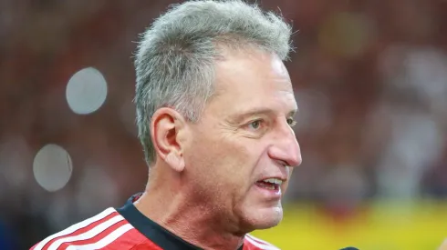 O presidente do Flamengo, Rodolfo Landim, concedendo entrevista à Fla TV em partida do Campeonato Carioca, contra o Audax, no dia 17/01/2024.