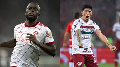 Enner Valencia, artilheiro do Inter, que assim como a equipe, deixou a vitória escapar na Libertadores de 2023 de contra o Fluminense. Foto Enner Valencia: Jorge Rodrigues/AGIF<br />
Foto Germán Cano: Maxi Franzoi/AGIF