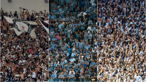 Torcidas do Vasco, Grêmio e Santos. Foto: Maxi Franzoi/Thiago Ribeiro/Marcello Zambrana/AGIF