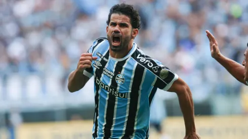Diego Csta comemora gol contra o Juventude, na Arena do Grêmio, na final do Campeonato Gaúcho 2024. Foto: Maxi Franzoi/AGIF