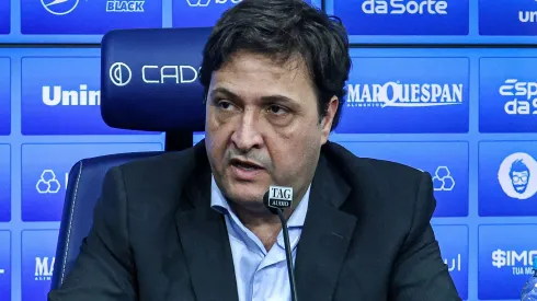 Alberto Guerra, presidente do Grêmio, em coletiva no CT Luiz Carvalho, no dia 29/06/2023.