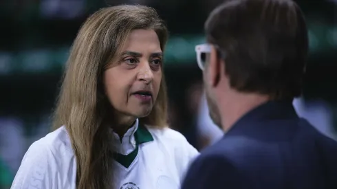 Leila Pereira, no Allianz Parque, em jogo do Campeonato Brasileiro. Foto: Ettore Chiereguini/AGIF