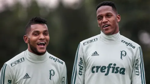 SP – Sao Paulo – 22/05/2017 – Treino do Palmeiras – Borja e Mina durante treino no CT Academia de Futebol.