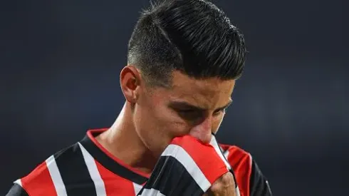 James Rodríguez durante partida entre Talleres e São Paulo, pela Copa Libertadores da América, no Estádio Mario Alberto Kempes, no dia 04/04/2024. Foto: Hernan Cortez/Getty Images