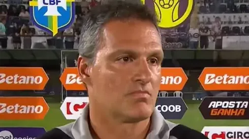 Bruno Spindel falando à reportagem após o jogo entre Bragantino e Flamengo. Foto: YouTube / Canal LF Futebol.
