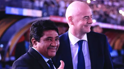 SP - Sao Paulo - 12/10/2022 - COPA DO BRASIL 2022 FINAL, CORINTHIANS X FLAMENGO - Gianni Infantino presidente da FIFA e Ednaldo Rodrigues presidente da CBF antes de partida entre Corinthians e Flamengo pelo campeonato Copa do Brasil