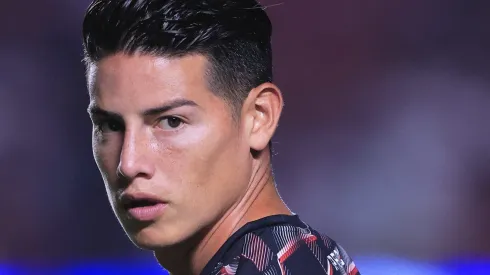 James Rodríguez em aquecimento antes da partida entre São Paulo e Palmeiras, no Morumbis, pelo Campeonato Paulista, no dia 03/03/2024.