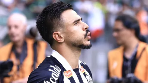 Willian Bigode em partida pelo Santos contra o Palmeiras, no Allianz Parque, pelo Campeonato Paulista, no dia 28/01/2024.