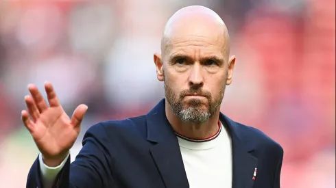 Erik ten Hag, treinador do Manchester United, em partida contra o Brighton & Hove Albion em Old Trafford