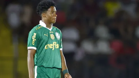 Endrick jogador do Palmeiras durante partida contra o Botafogo-SP no estadio Santa Cruz pelo campeonato Copa Do Brasil 2024. Foto: Thiago Calil/AGIF