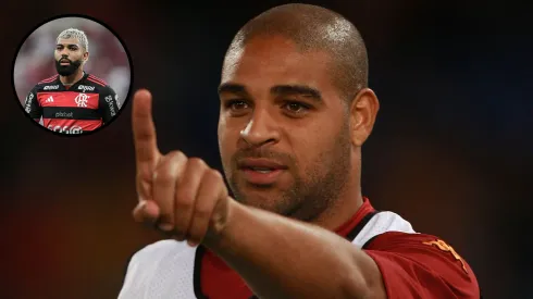 Adriano Imperador, ídolo e ex-jogador do Flamengo, deixa recado para Gabigol. Foto Adriano: Paolo Bruno/Getty Images. Foto Gabigol: Thiago Ribeiro/AGIF