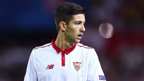 Luciano Vietto quando ainda defendia o Sevilla, em partida contra o Lyon, pela Champions League, no Estádio Ramon Sanchez-Pizjuan, no dia 27/09/2016. Foto: David Ramos/Getty Images