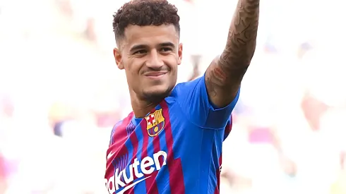 Philippe Coutinho quando ainda defendia o Barcelona em partida contra o Levante, no Camp Nou, pela La Liga, no dia 26/09/2021. Foto: David Ramos/Getty Images
