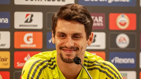 Rodrigo Caio em entrevista coletiva pelo Flamengo, no CT Ninho do Urubu, no dia 19/11/2019.