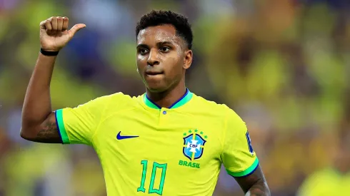 Rodrygo em partida da Seleção Brasileira contra a Argentina
(Foto: Buda Mendes/Getty Images)