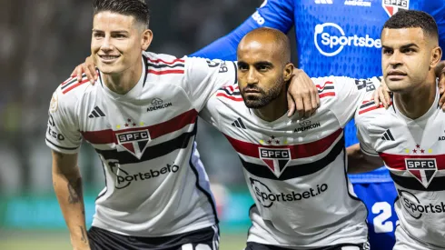 James Rodríguez, Lucas Moura e Alisson, que está na mira do Cruzeiro. Trio do São Paulo