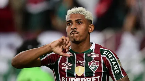 John Kennedy jogador do Fluminense comemora seu gol durante partida contra o Alianza Lima no estadio Maracana pelo campeonato Copa Libertadores 2024. Foto: Thiago Ribeiro/AGIF