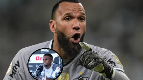 Everson e Alisson foram cortados de viagem a Criciúma por lesões e preocupam Milito no Atlético Montagem de Everson e Alisson - Fotos: AGIF e Pedro Souza/Atlético