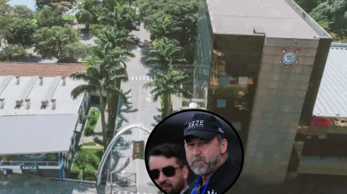 Membros da Gaviões da Fiel invadiram Parque São Jorge e quebraram vidros em busca do presidente Augusto Melo - Fotos: Divulgação e Ettore Chiereguini/AGIF