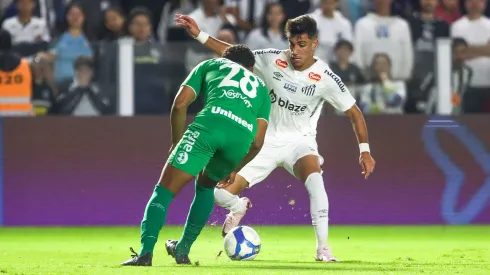 SP – SANTOS – 01/07/2024 – BRASILEIRO B 2024, SANTOS X CHAPECOENSE – Pedrinho jogador do Santos durante partida contra o Chapecoense no estadio Vila Belmiro pelo campeonato Brasileiro B 2024. Foto: Reinaldo Campos/AGIF