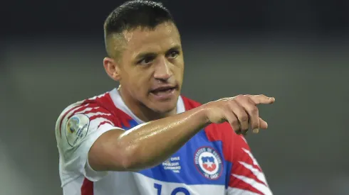 Alexis Sánchez durante partida entre Brasil e Chile, no Estádio Nilton Santos, pela Copa América de 2021, no dia 02/07.