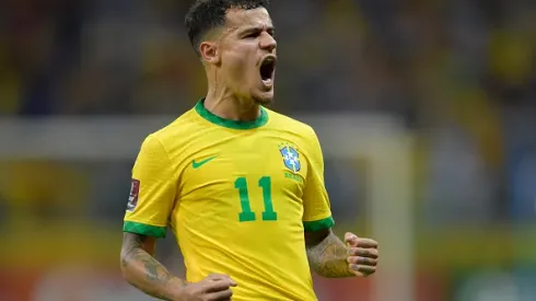 BELO HORIZONTE, BRAZIL – FEBRUARY 01: Coutinho of Brazil celebrates after scoring the second goal of his team during a match between Brazil and Paraguay as part of FIFA World Cup Qatar 2022 Qualifiers at Mineirao Stadium on February 01, 2022 in Belo Horizonte, Brazil. (Photo by Pedro Vilela/Getty Images)