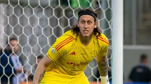 Cássio durante o jogo deste sábado (13). Foto: Fernando Moreno/AGIF