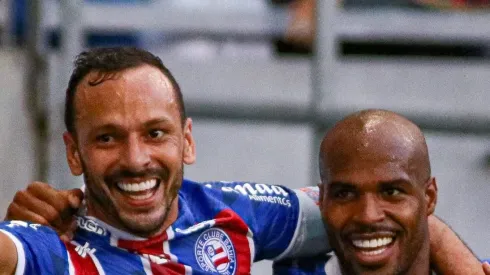 Yago Felipe comemora gol do Bahia.Volante está na mira do Peixe.