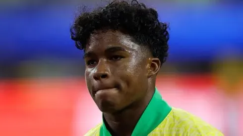 Endrick durante partida entre Brasil e Costa Rica, no SoFi Stadium, pela Copa América, no dia 24/06/2024. Foto: Buda Mendes/Getty Images